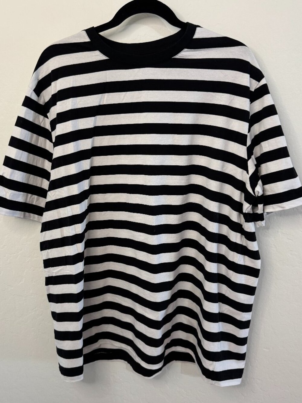 Zengjo Black White Stripe Short Sleeve Crewneck Tee | Size XXL